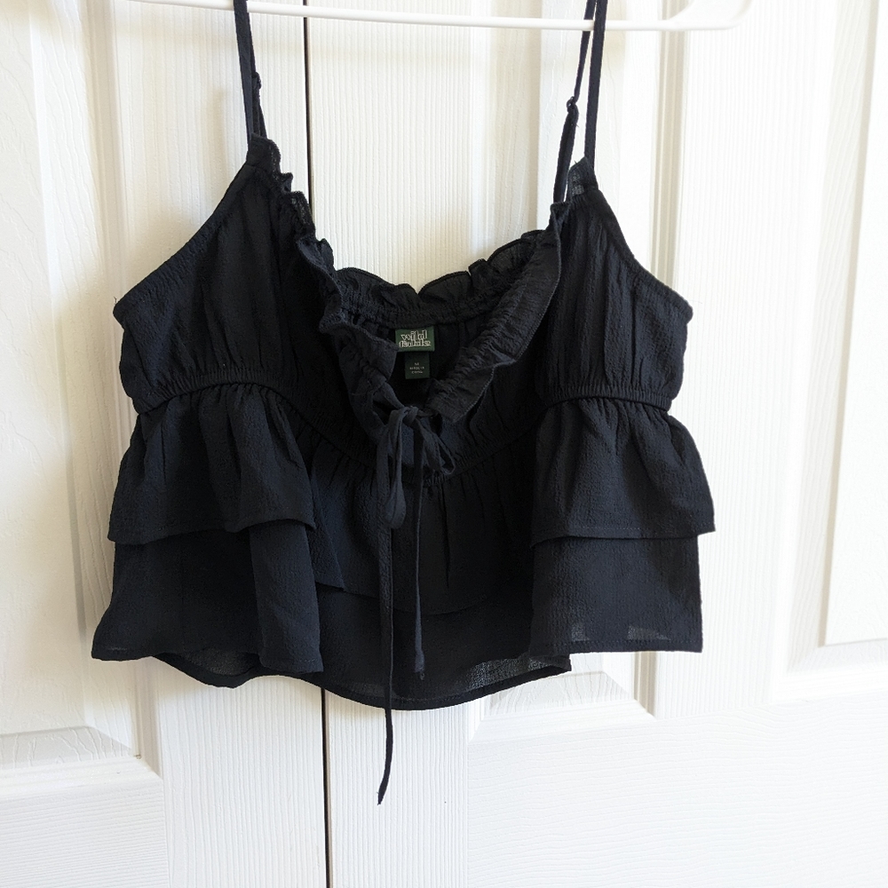 Black frilly crop top